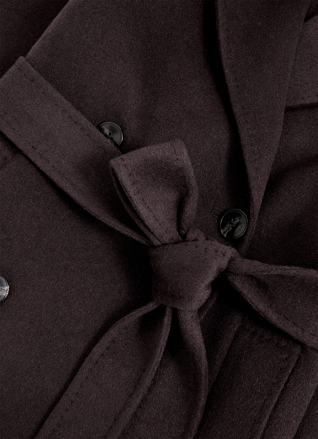 Reiss Rene mantel in wolblend met strikceintuur - detail 4 aubergine