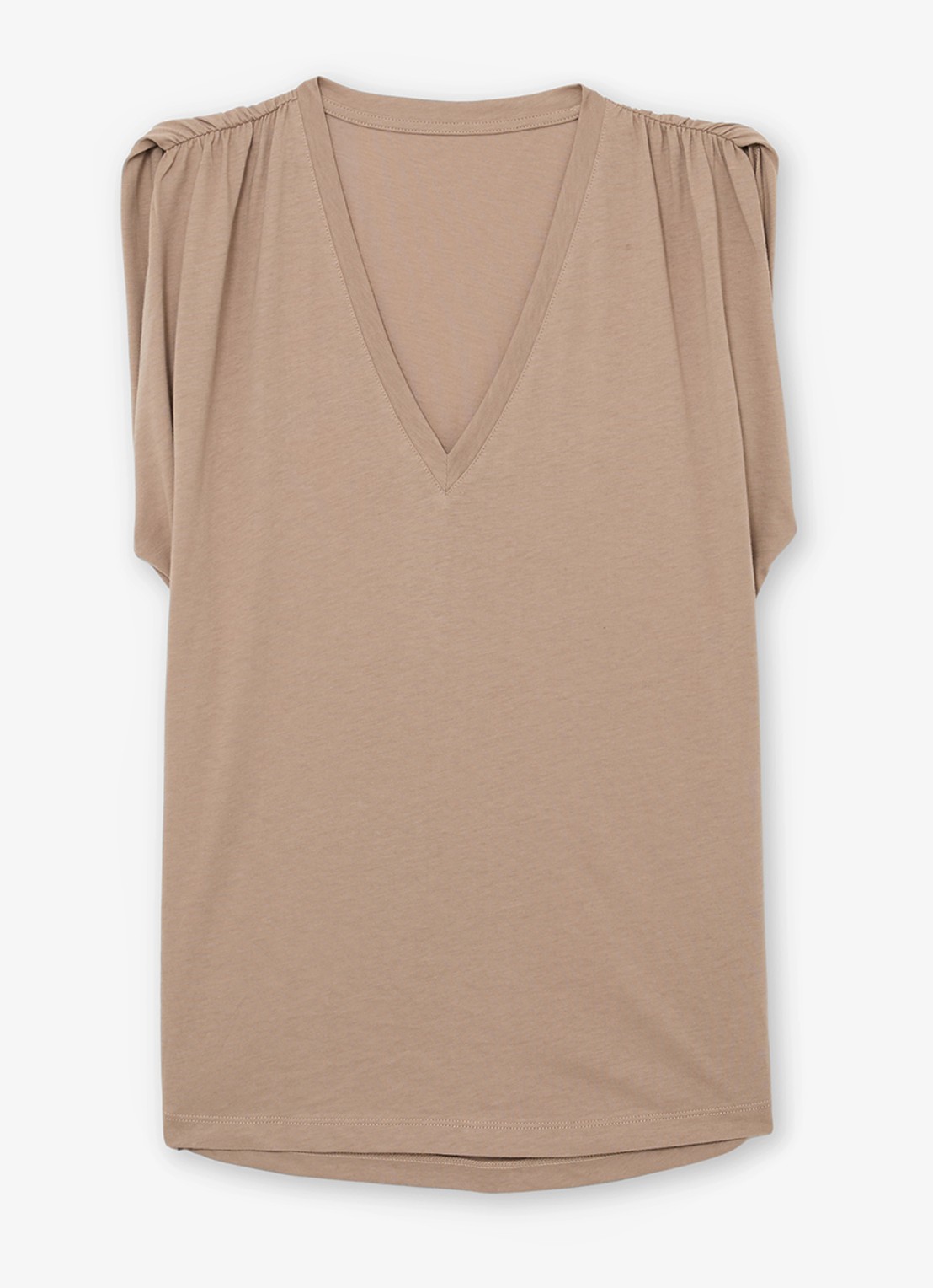 Reiss Renee top met V-hals - voorkant beige