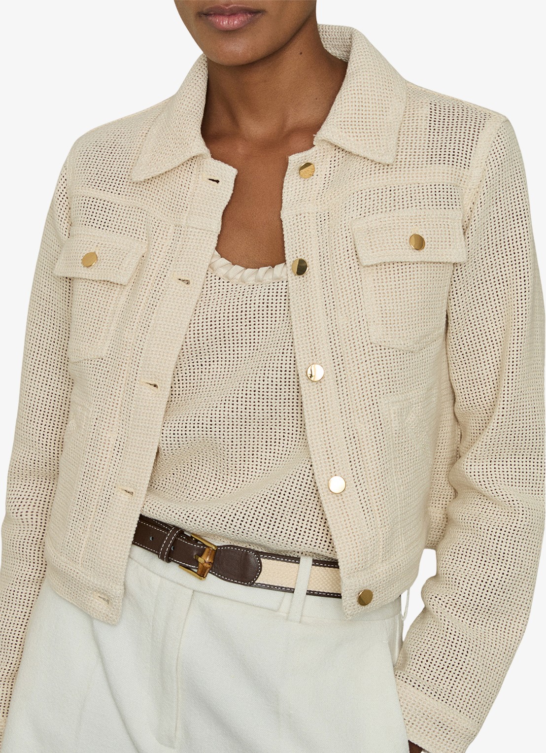 Reiss Renzo jack met structuur - detail 4 creme