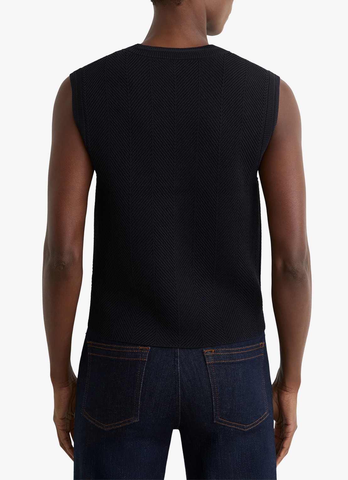 Reiss Ria gilet met structuur - achterkant 6 donkerblauw