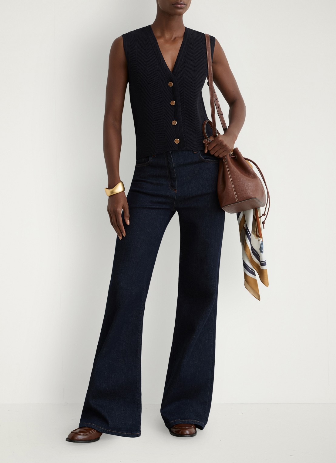 Reiss Ria gilet met structuur - detail 3 donkerblauw
