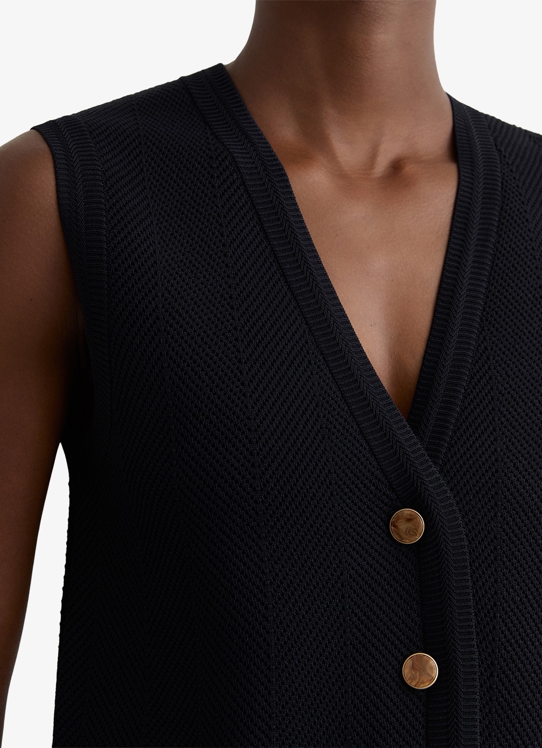 Reiss Ria gilet met structuur - detail 4 donkerblauw