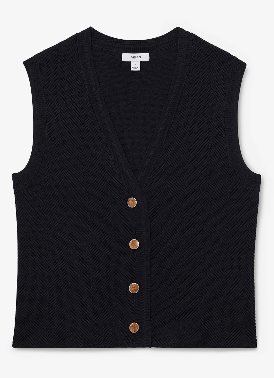Reiss Ria gilet met structuur - voorkant donkerblauw
