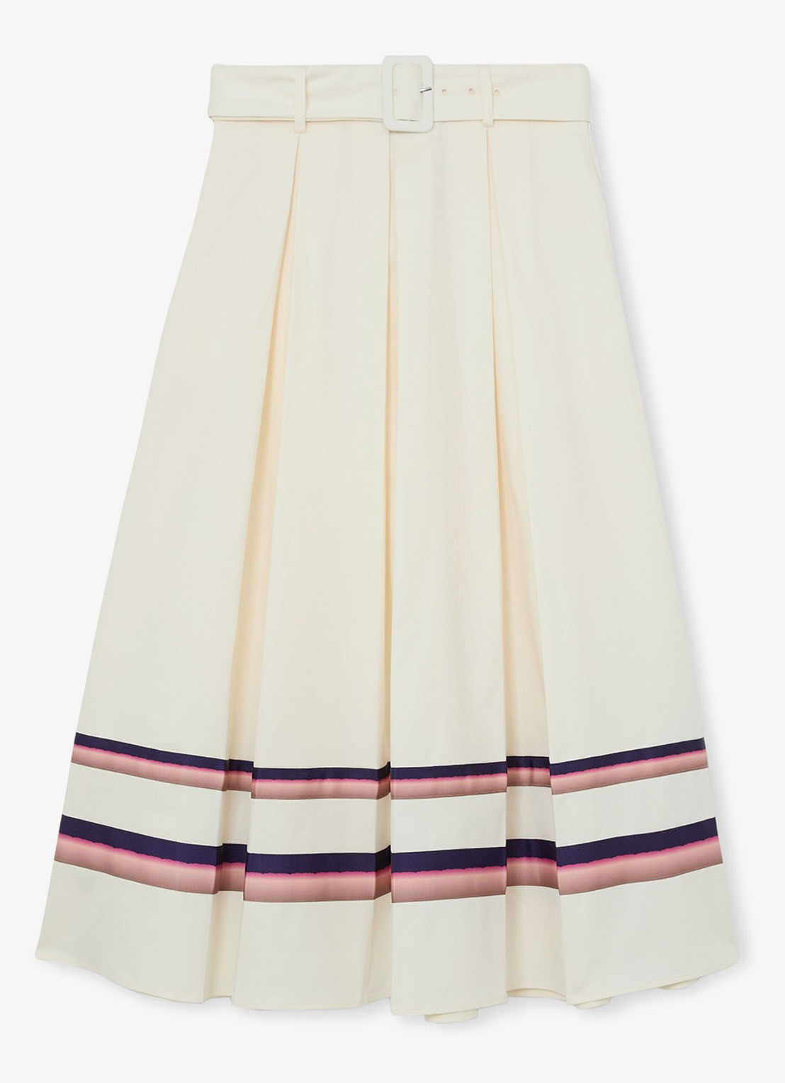 Reiss Rian midi rok met ceintuur en steekzakken - voorkant 5 creme