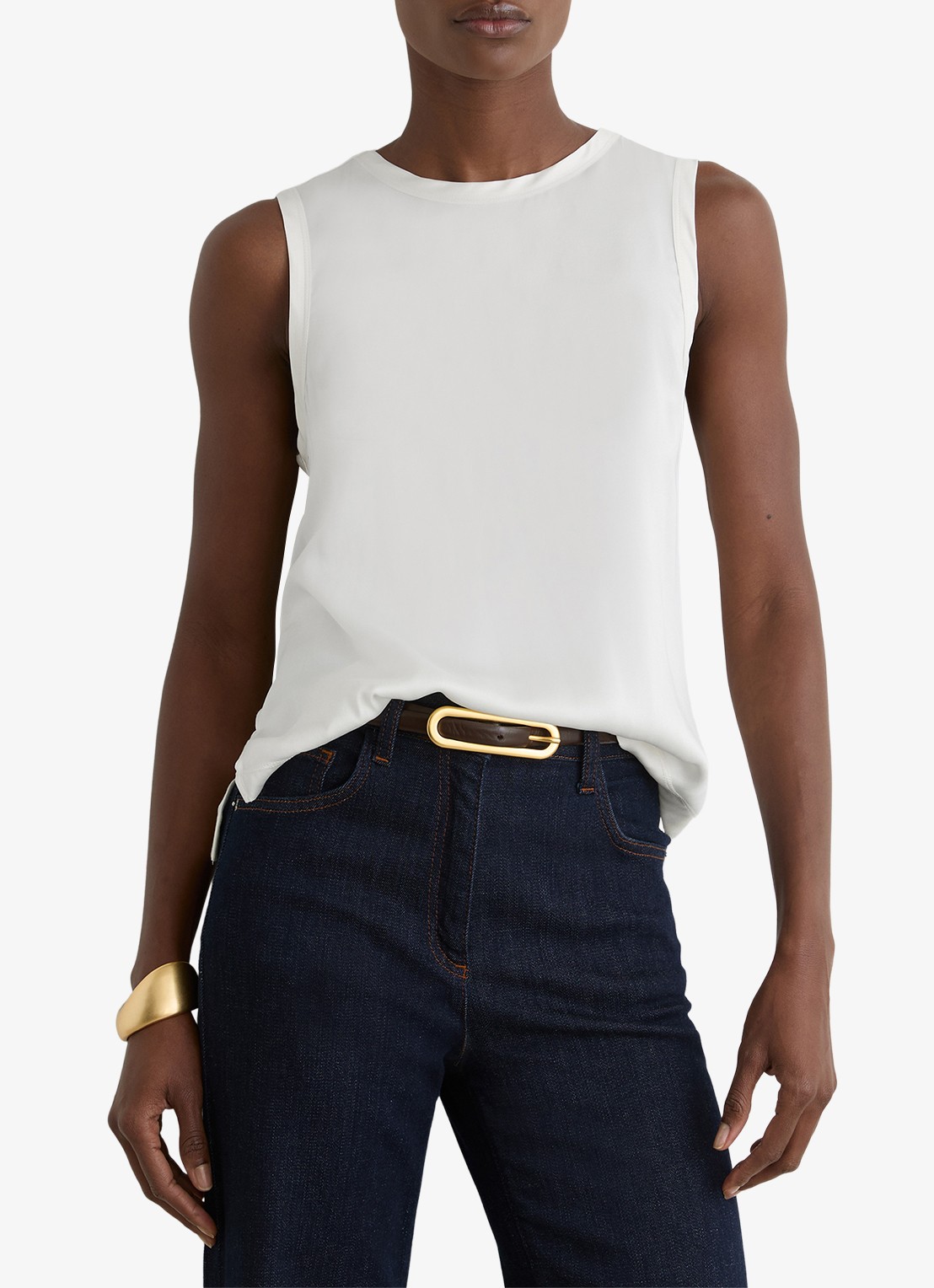 Reiss Rian top met ronde hals - detail 4 wit