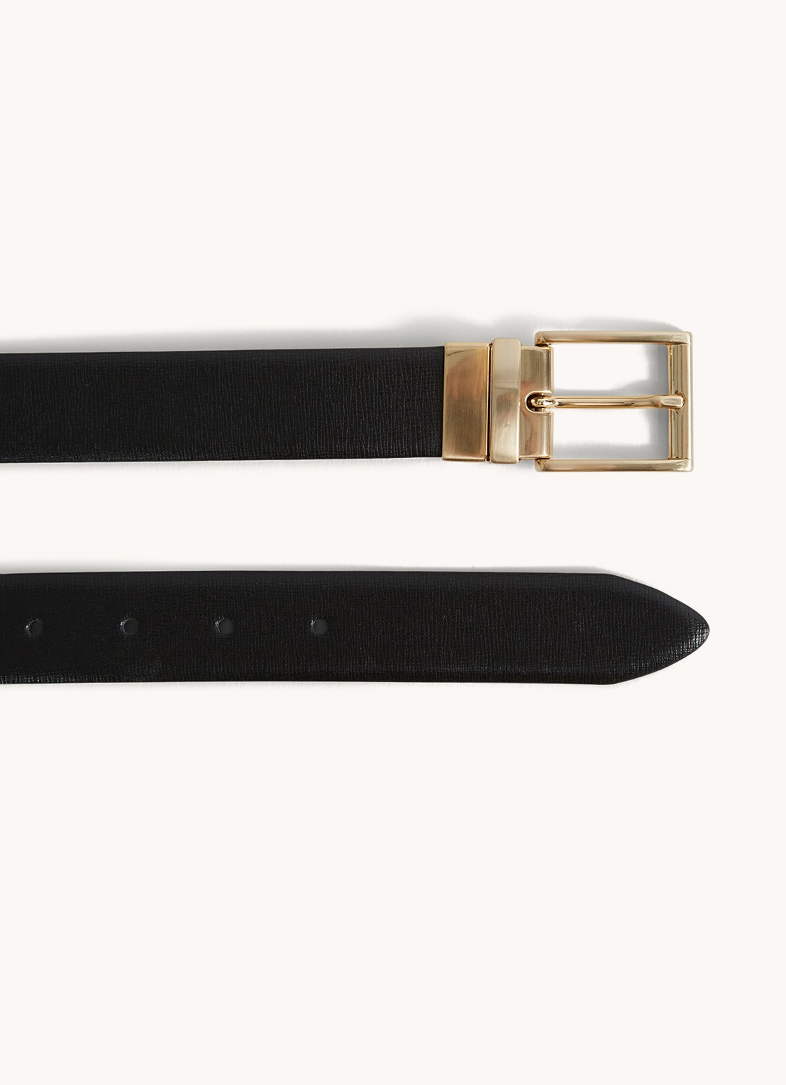 Reiss Ricky reversible riem van leer - detail black / zwart