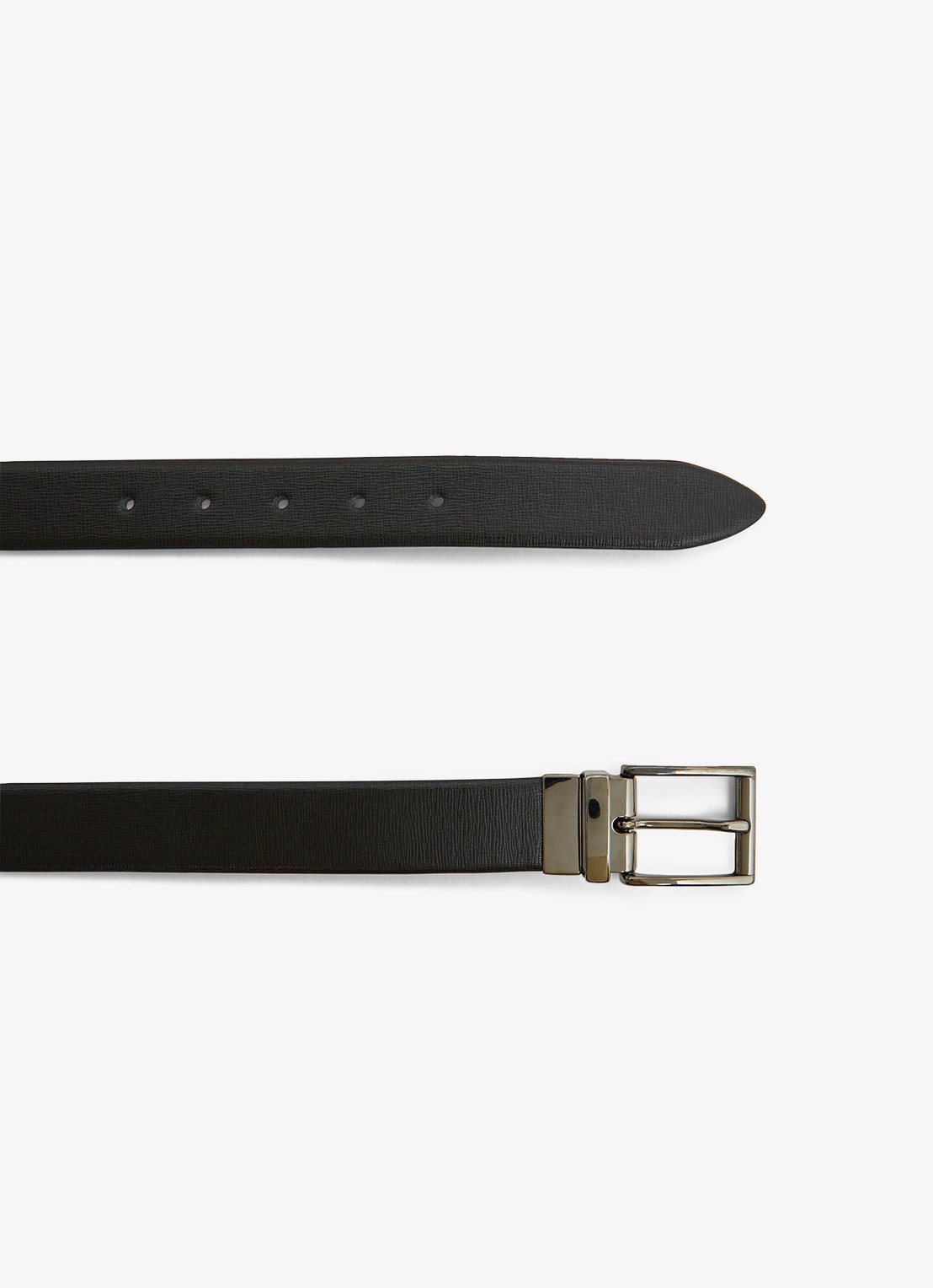 Reiss Ricky reversible riem van leer - voorkant 4 zwart / donkerbruin