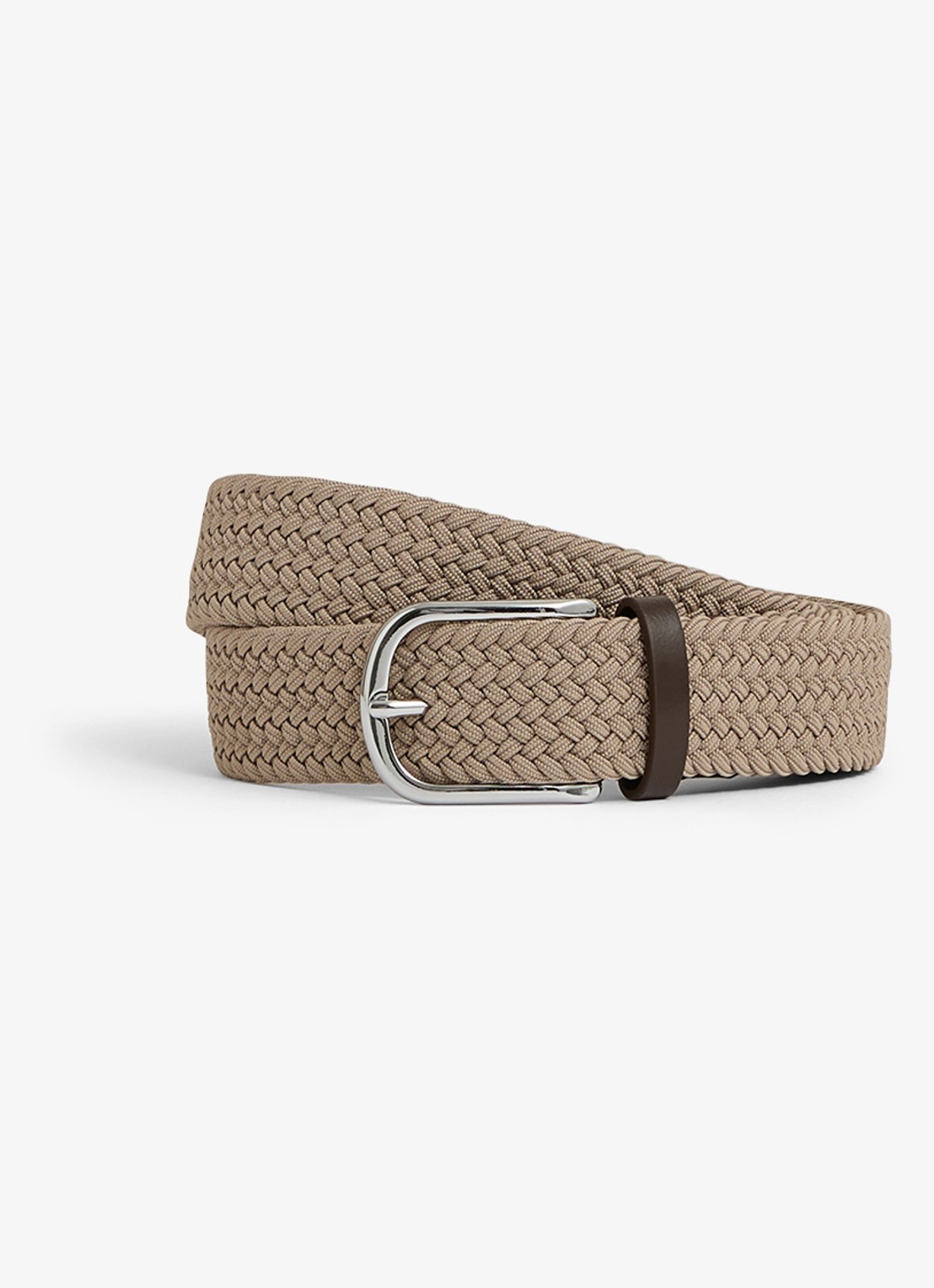Reiss Riem met leren detail - voorkant stone / beige