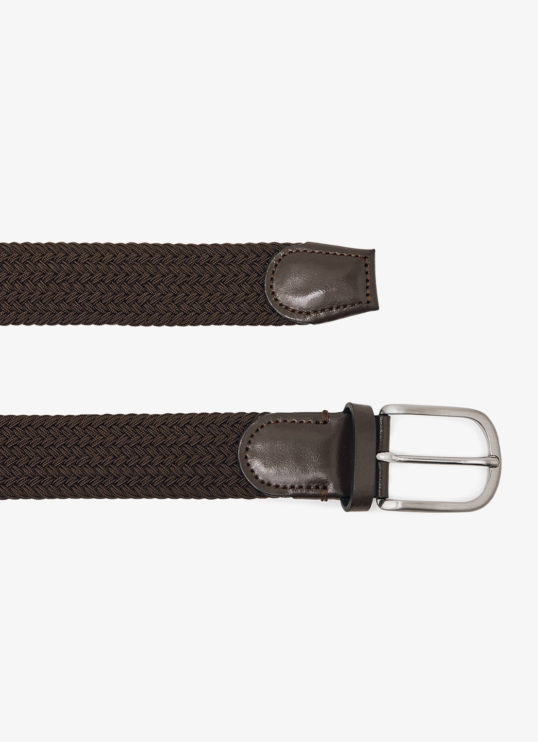 Reiss Riem met leren detail - detail donkerbruin