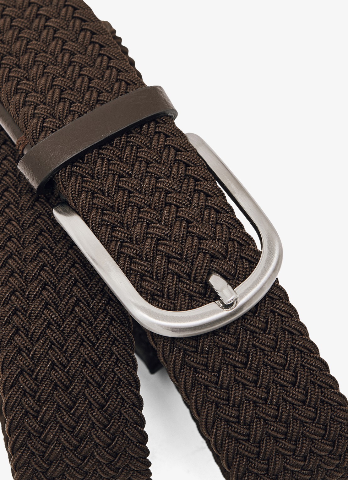 Reiss Riem met leren detail - detail 2 donkerbruin