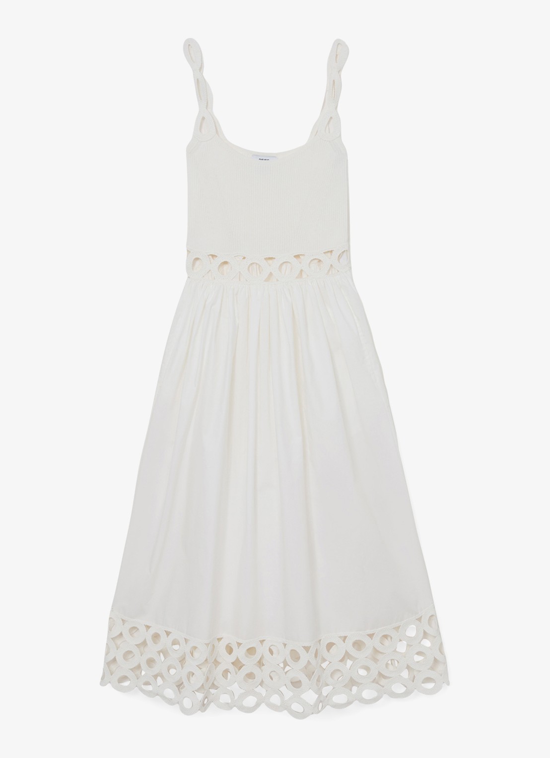 Reiss Rite ribgebreide midi jurk met cut-out detail - voorkant wit