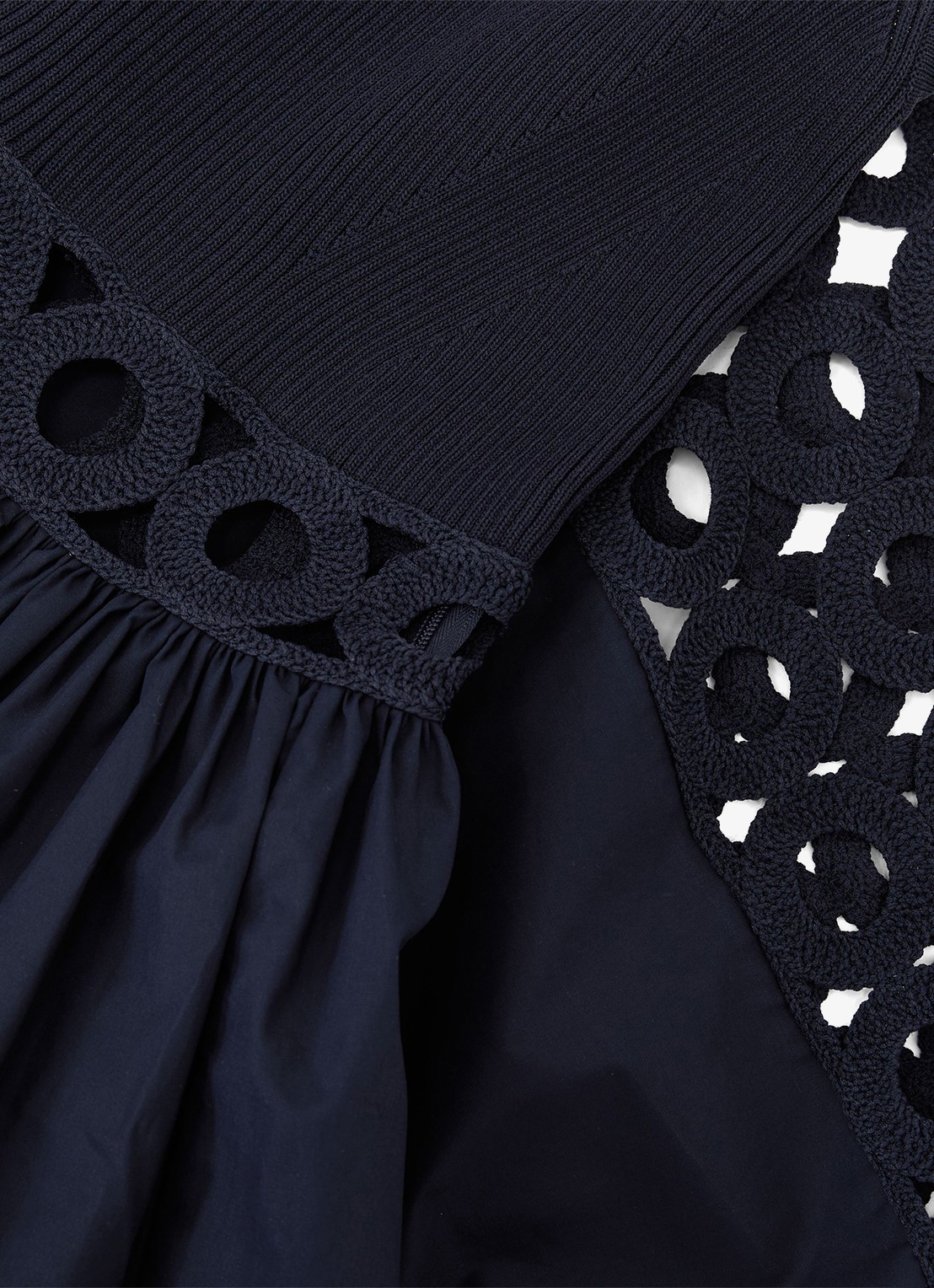 Reiss Rite ribgebreide midi jurk met cut-out detail - detail 2 donkerblauw