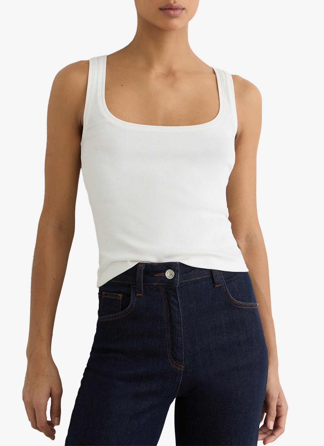 Reiss Riva tanktop met stretch - detail wit