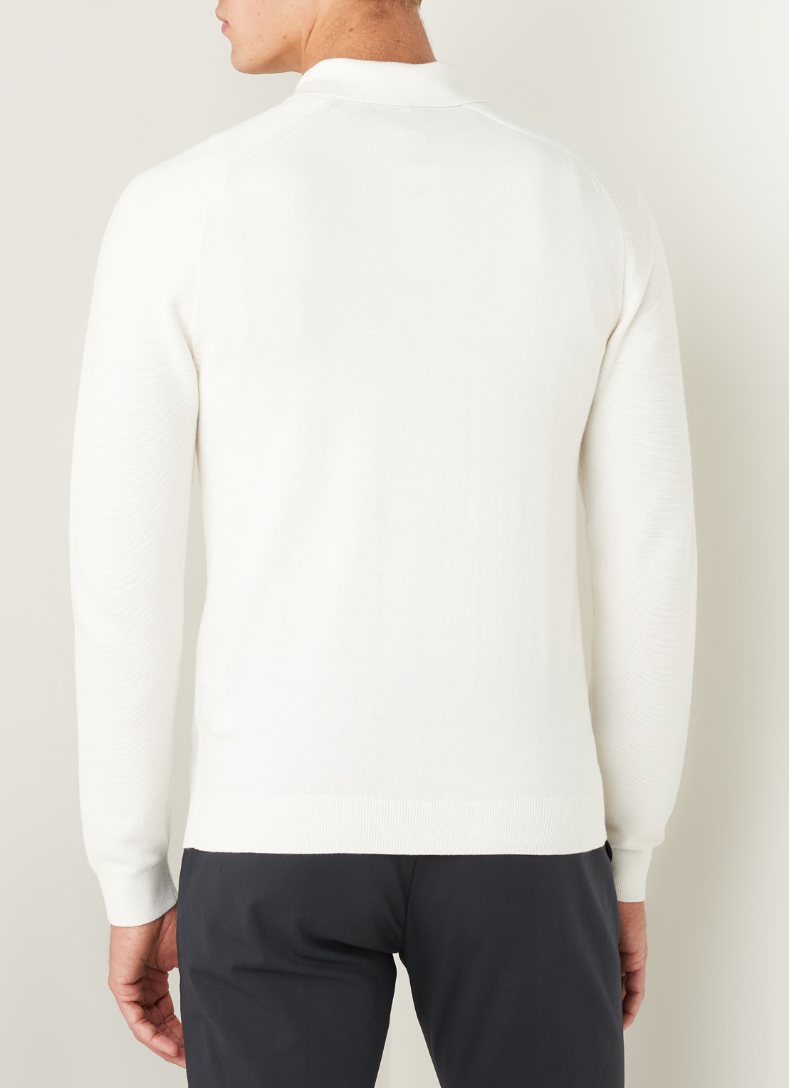 Reiss Roman fijngebreide pullover met halve rits - achterkant 2 gebroken wit