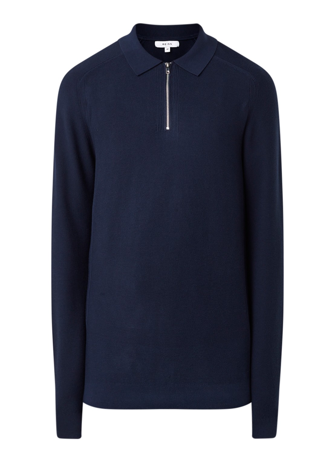 Reiss Roman fijngebreide pullover met halve rits - voorkant 3 donkerblauw