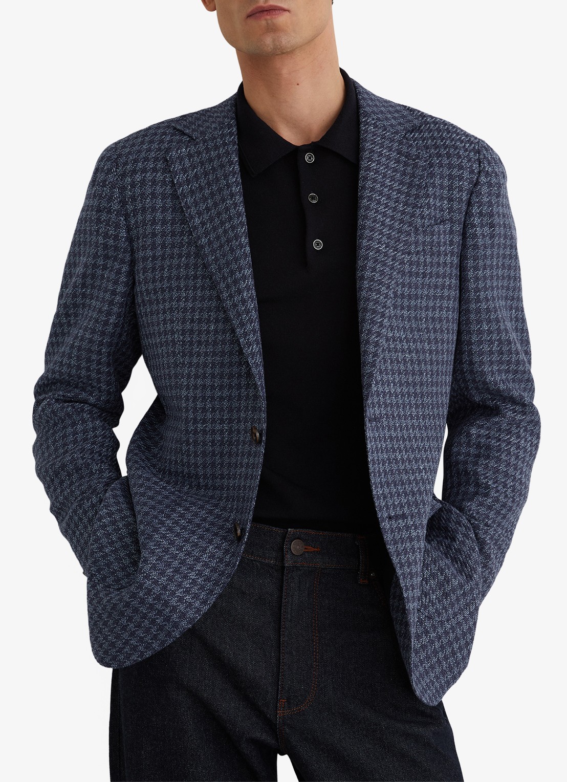 Reiss Romana regular fit colbert in wolblend - detail 3 navy / blauw