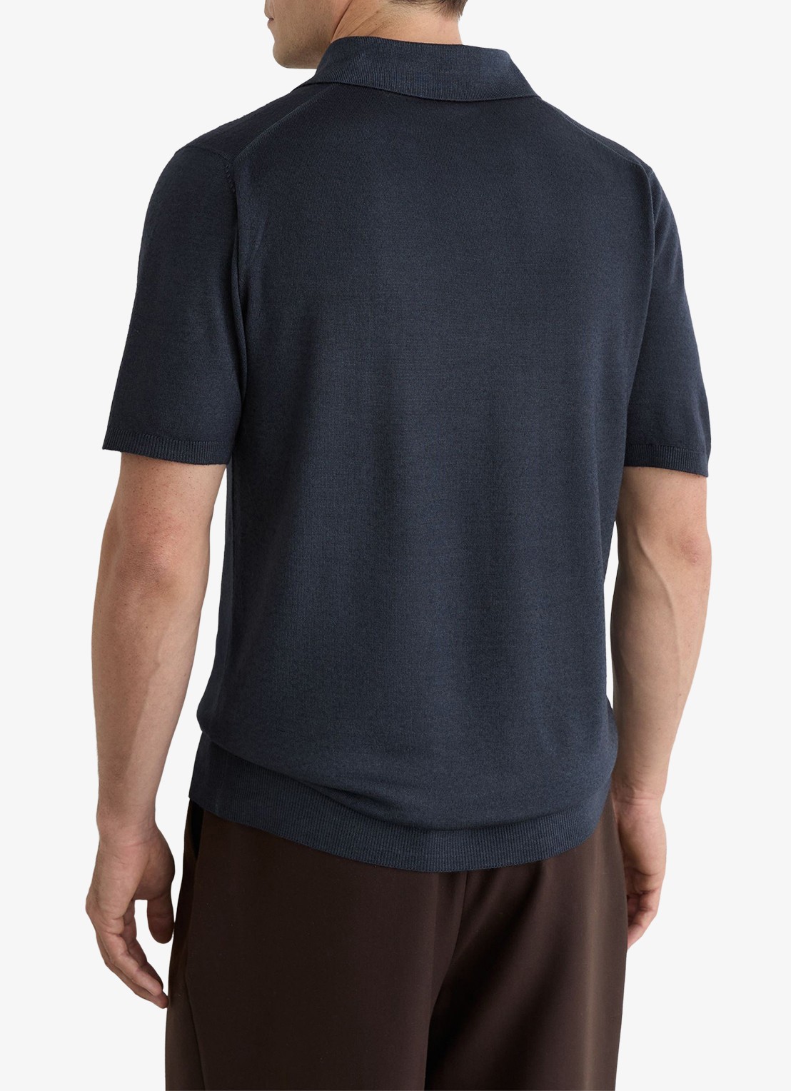 Reiss Rook regular fit polo met structuur - achterkant navy / blauw