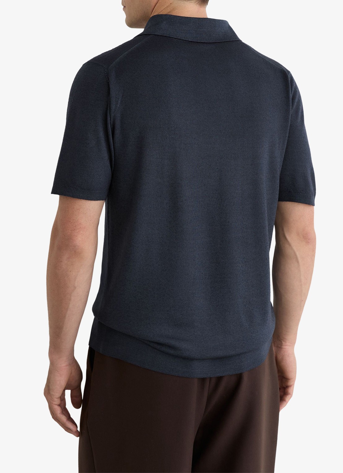 Reiss Rook regular fit polo met structuur - achterkant 3 navy / blauw
