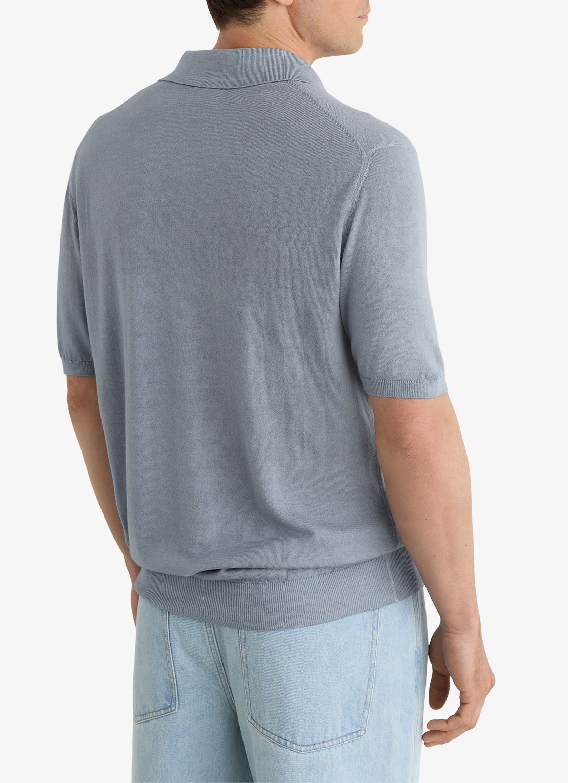 Reiss Rook regular fit polo met structuur - achterkant 5 soft blue / lichtblauw