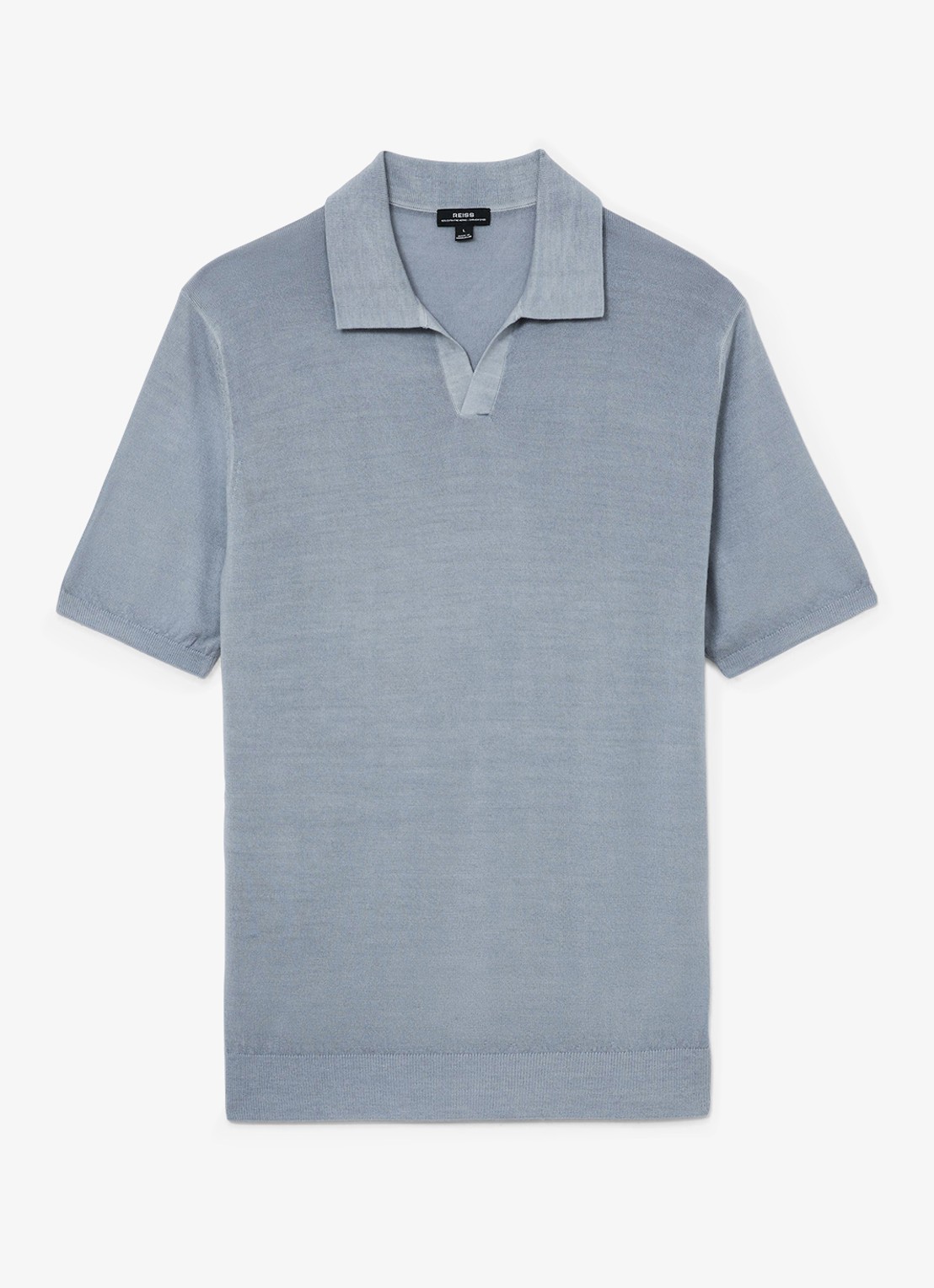 Reiss Rook regular fit polo met structuur - voorkant 6 soft blue / lichtblauw