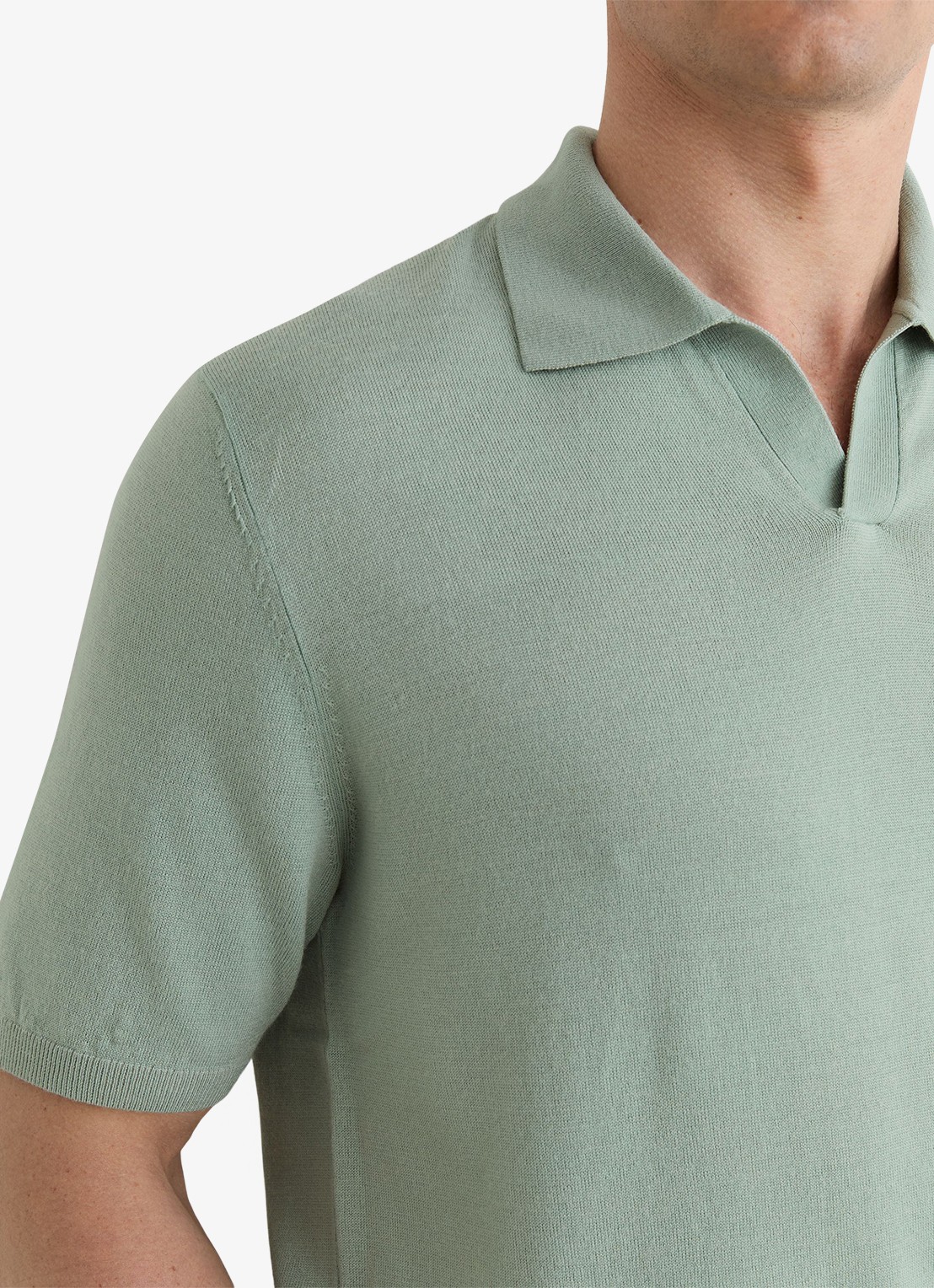 Reiss Rook regular fit polo met structuur - detail 3 soft sage green / lichtgroen