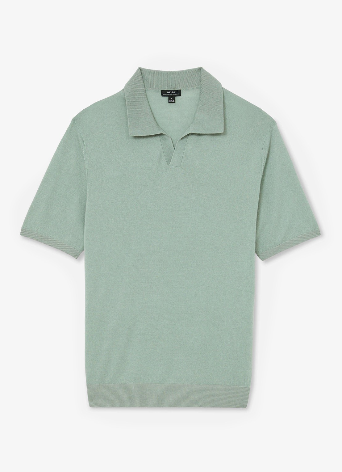 Reiss Rook regular fit polo met structuur - voorkant 5 soft sage green / lichtgroen