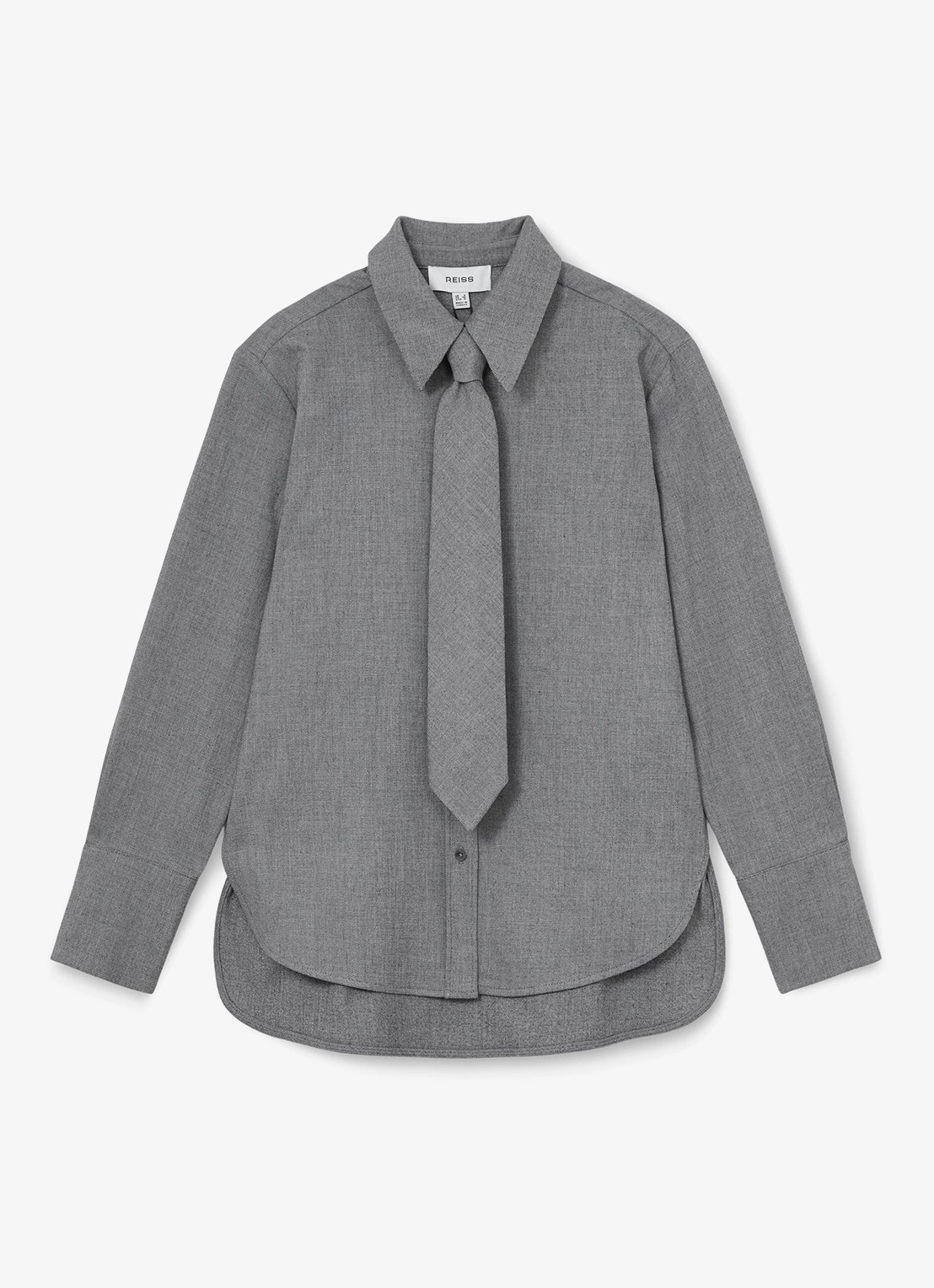Reiss Rosaria blouse met afneembare stropdas - voorkant donkergrijs