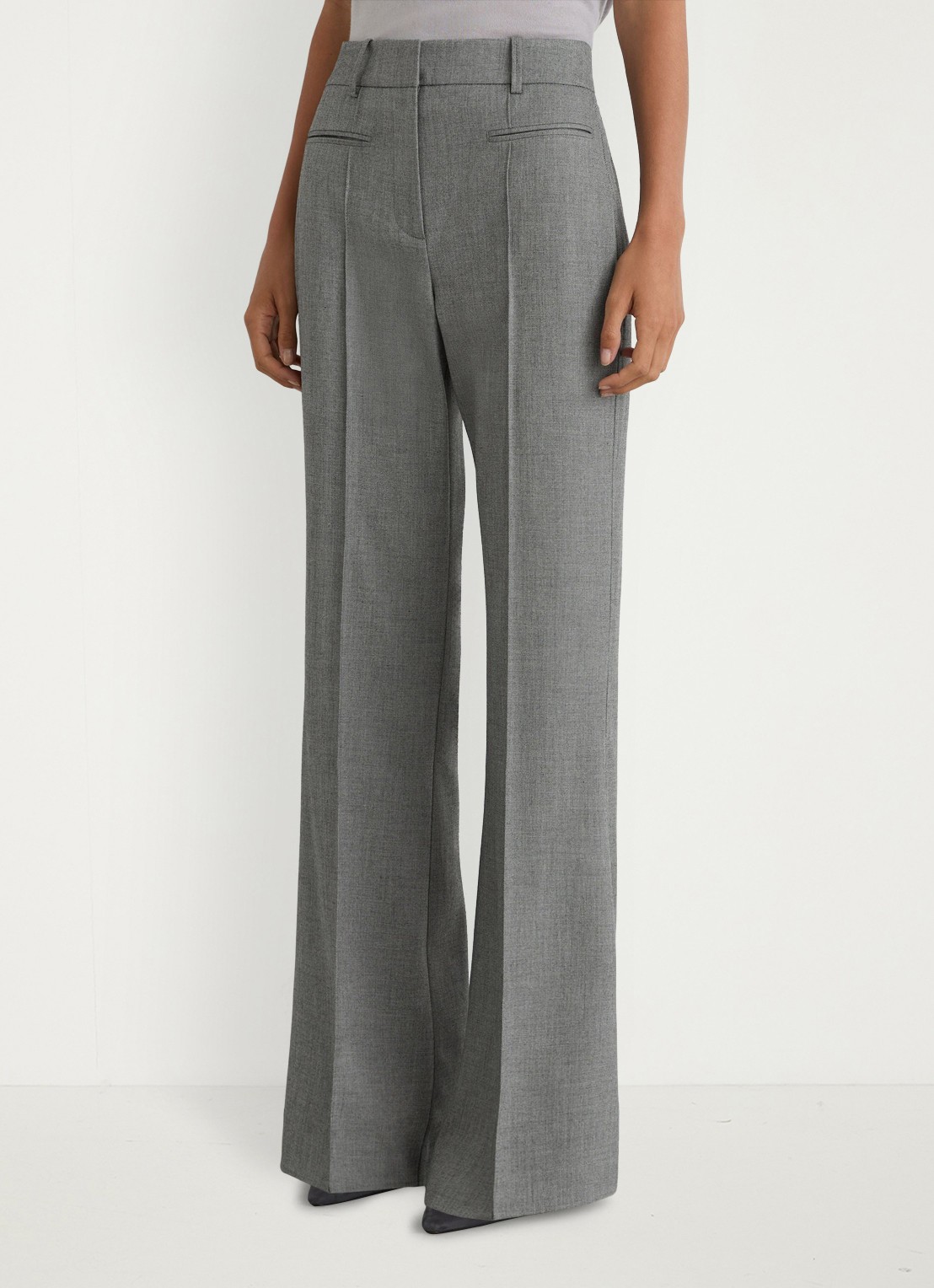 Reiss Rosaria high waist flared fit pantalon met steekzakken - detail 4 grijs