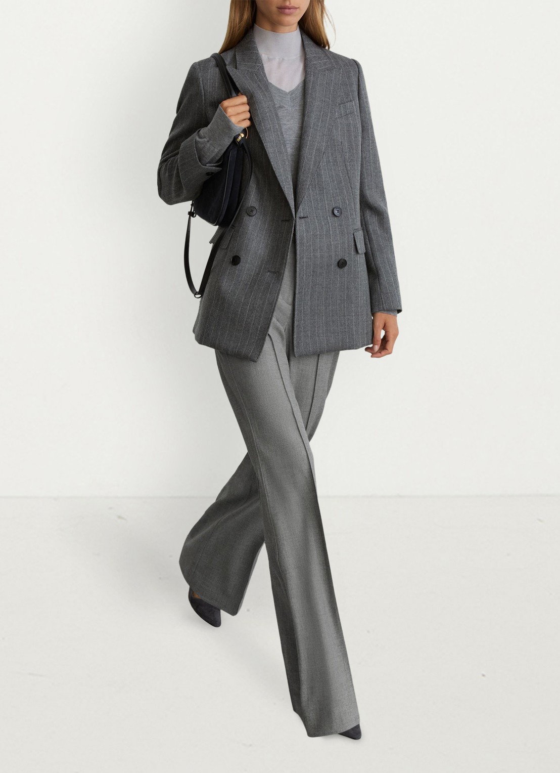 Reiss Rosaria high waist flared fit pantalon met steekzakken - detail 5 grijs