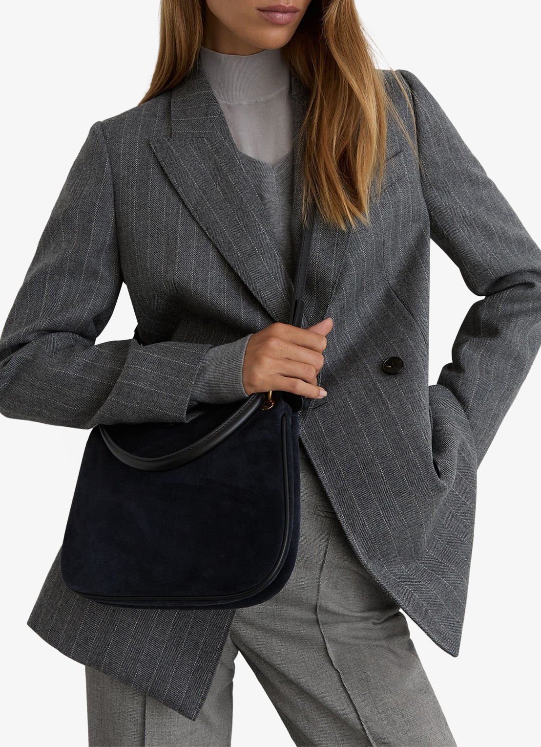 Reiss Rosaria high waist flared fit pantalon met steekzakken - detail 7 grijs