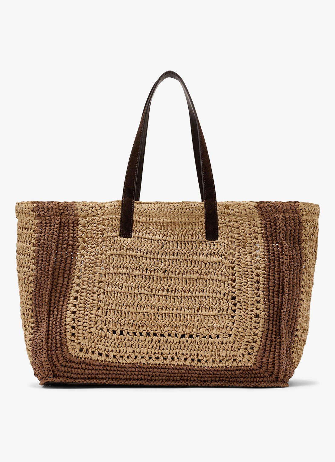 Reiss Rosie schoudertas van raffia - achterkant natural / beige