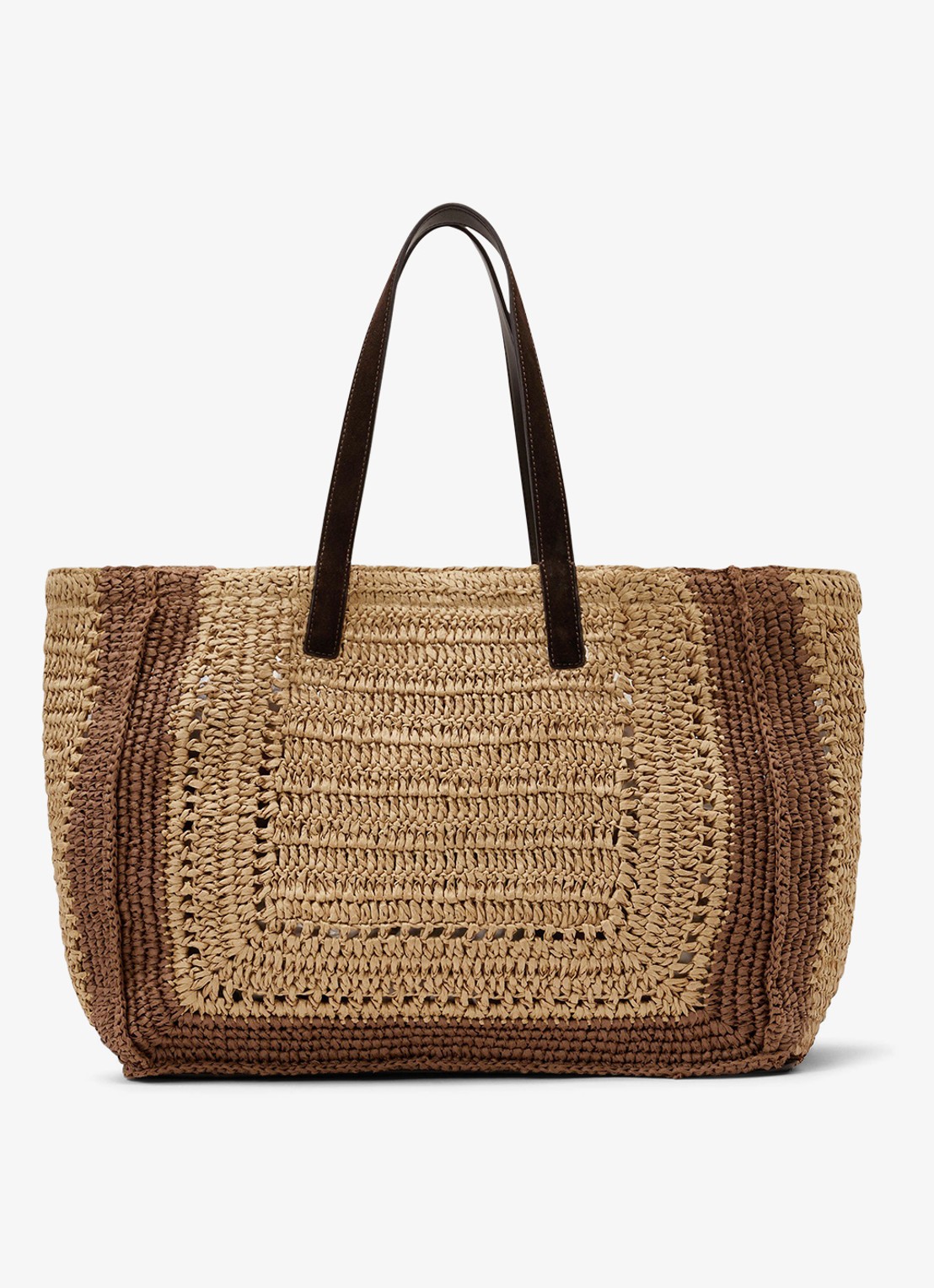 Reiss Rosie schoudertas van raffia - voorkant 2 natural / beige
