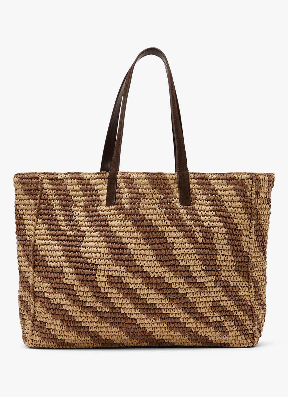 Reiss Rosie schoudertas van raffia - voorkant 2 natural/tan / beige