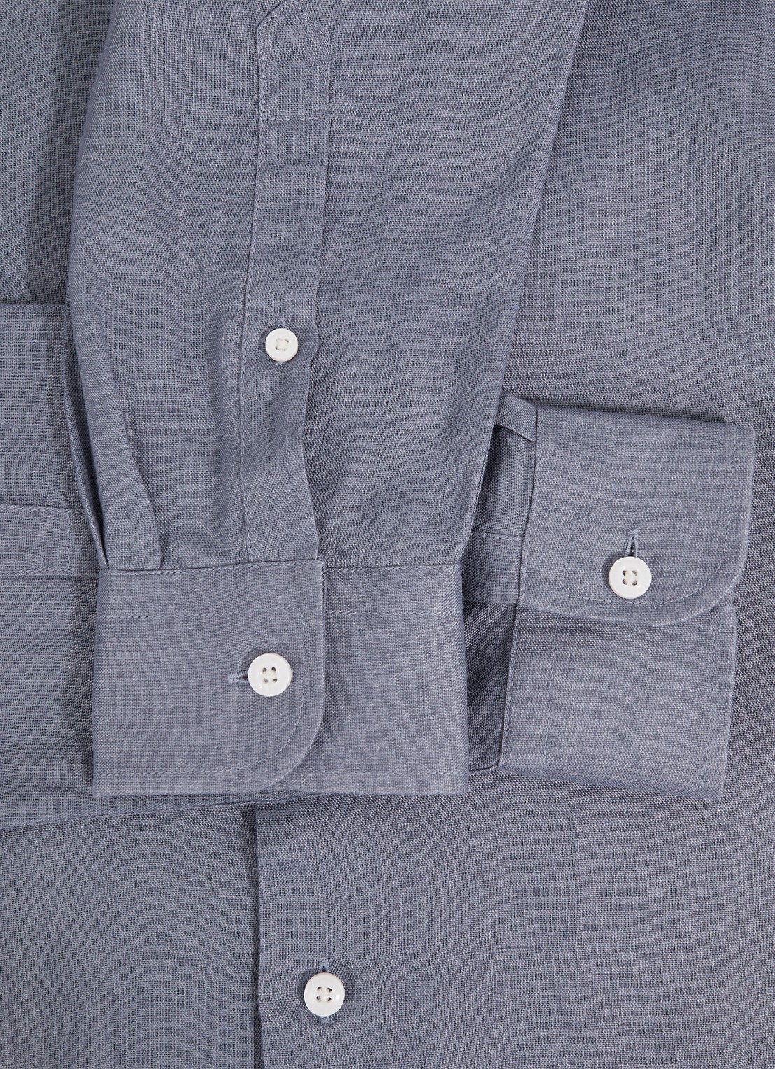Reiss Ruban overhemd van linnen - detail 4 staalblauw