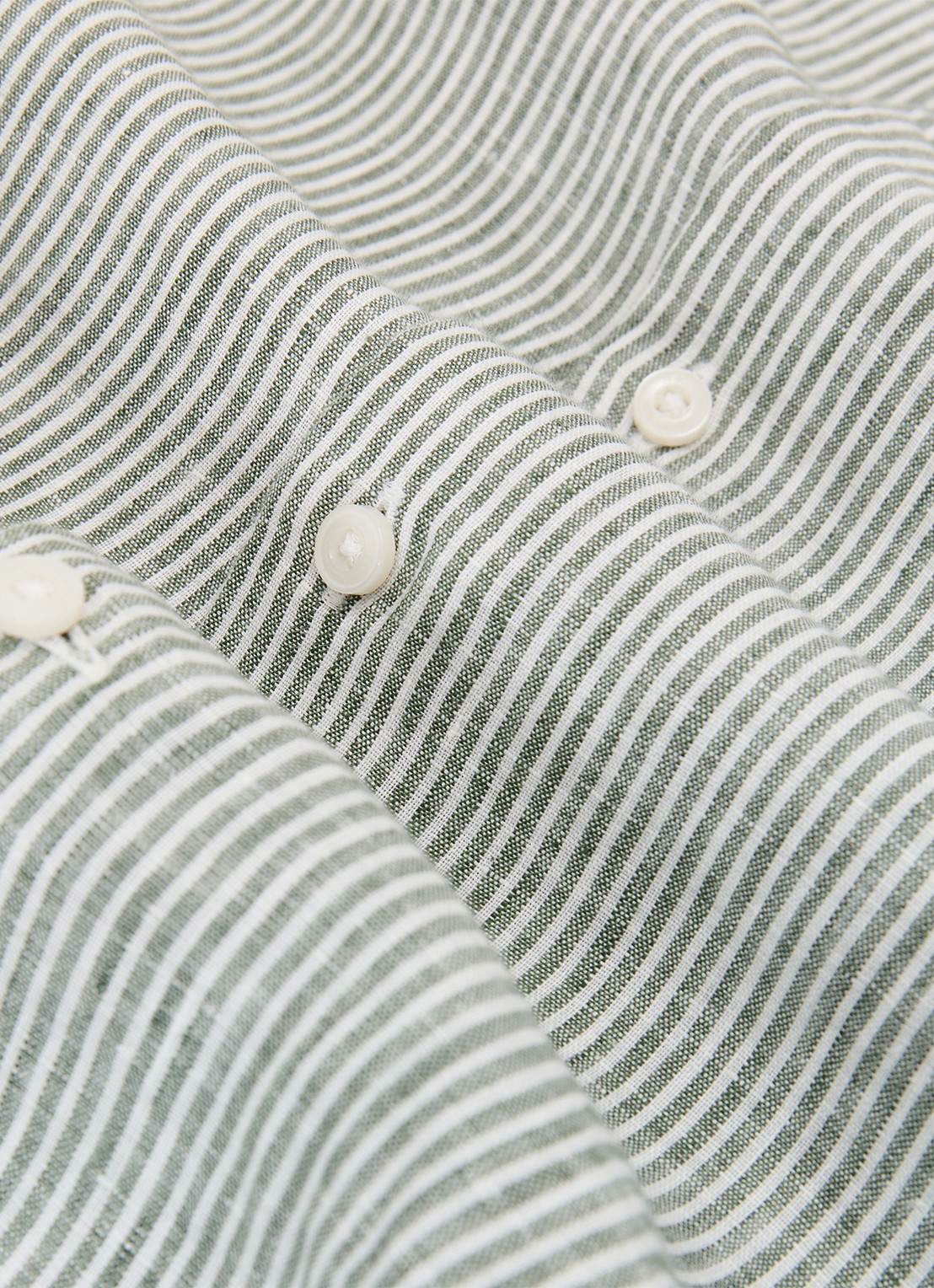 Reiss Ruban regular fit overhemd van linnen met streepprint - detail 3 donkerkhaki