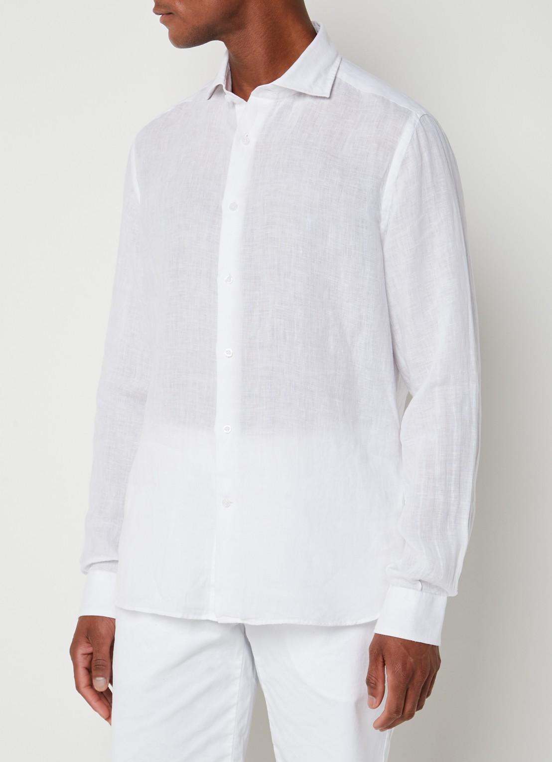 Reiss Ruban regular fit overhemd van linnen  - detail 2 wit