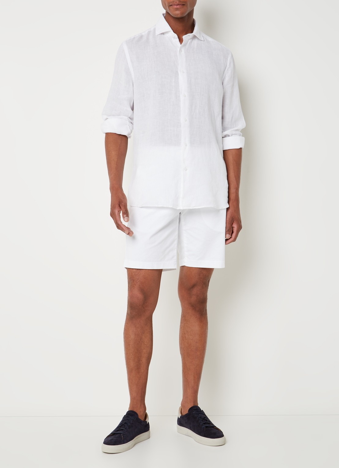 Reiss Ruban regular fit overhemd van linnen  - voorkant 4 wit