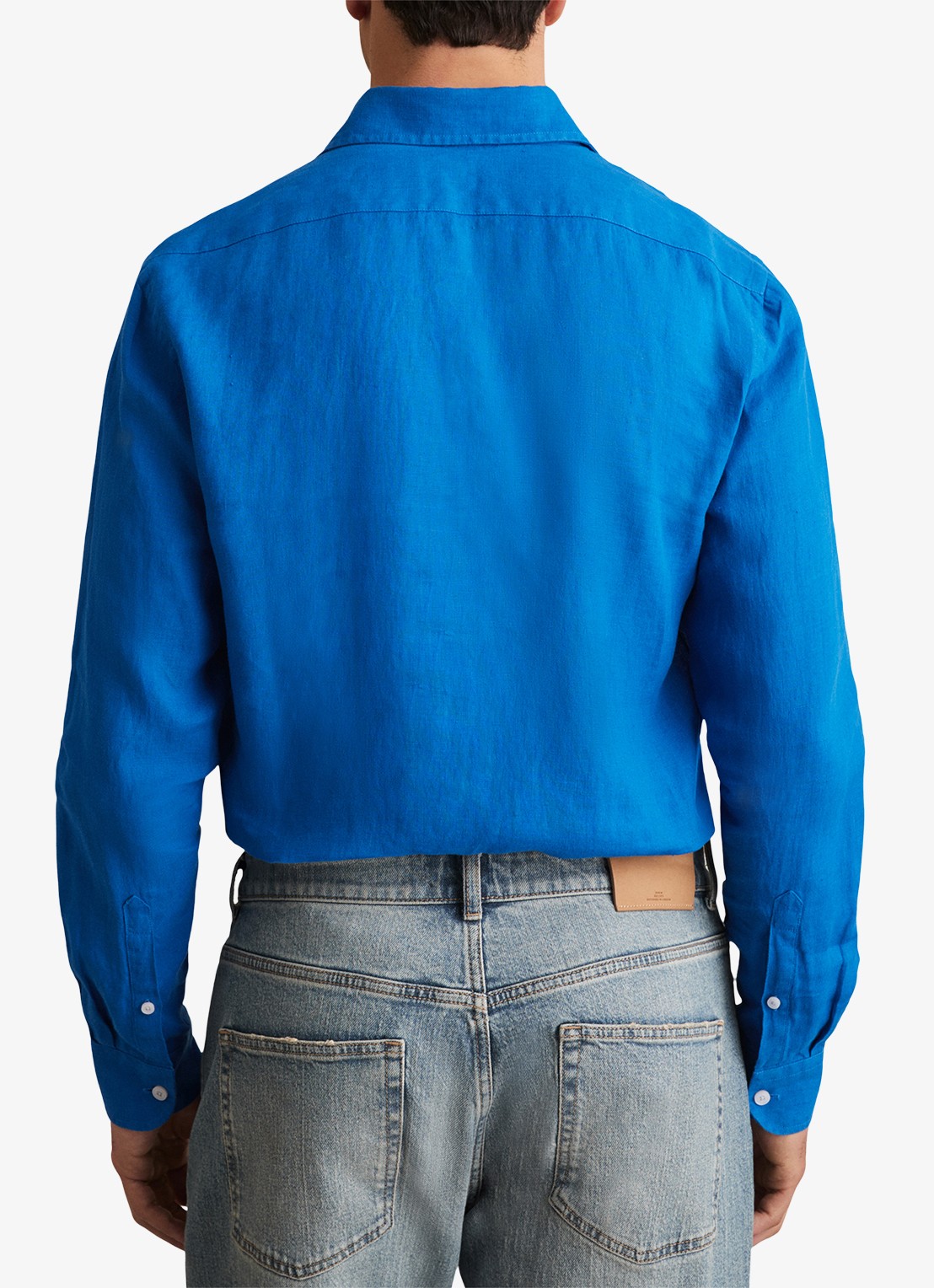 Reiss Ruban regular fit overhemd van linnen - achterkant 5 blauw
