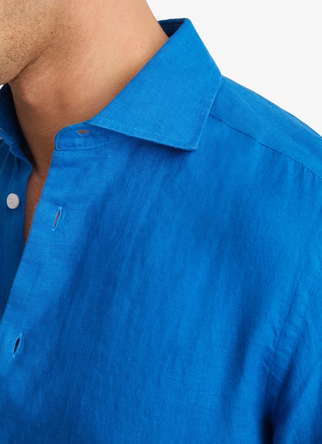 Reiss Ruban regular fit overhemd van linnen - detail 4 blauw