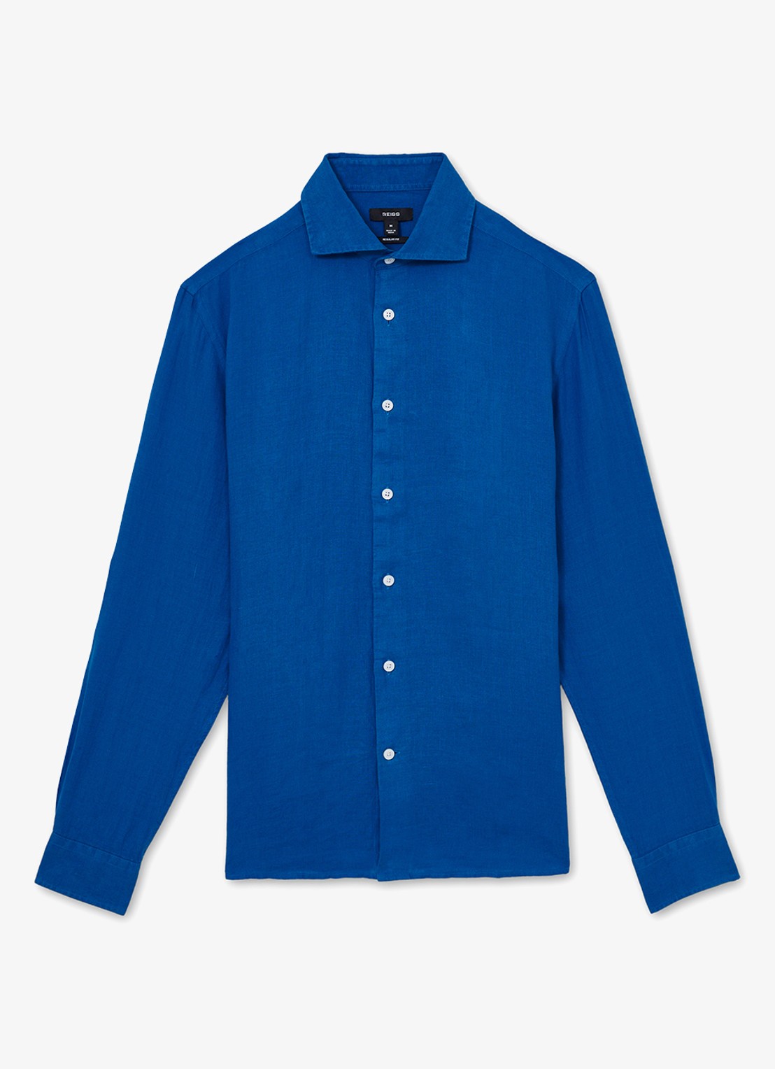 Reiss Ruban regular fit overhemd van linnen - voorkant blauw