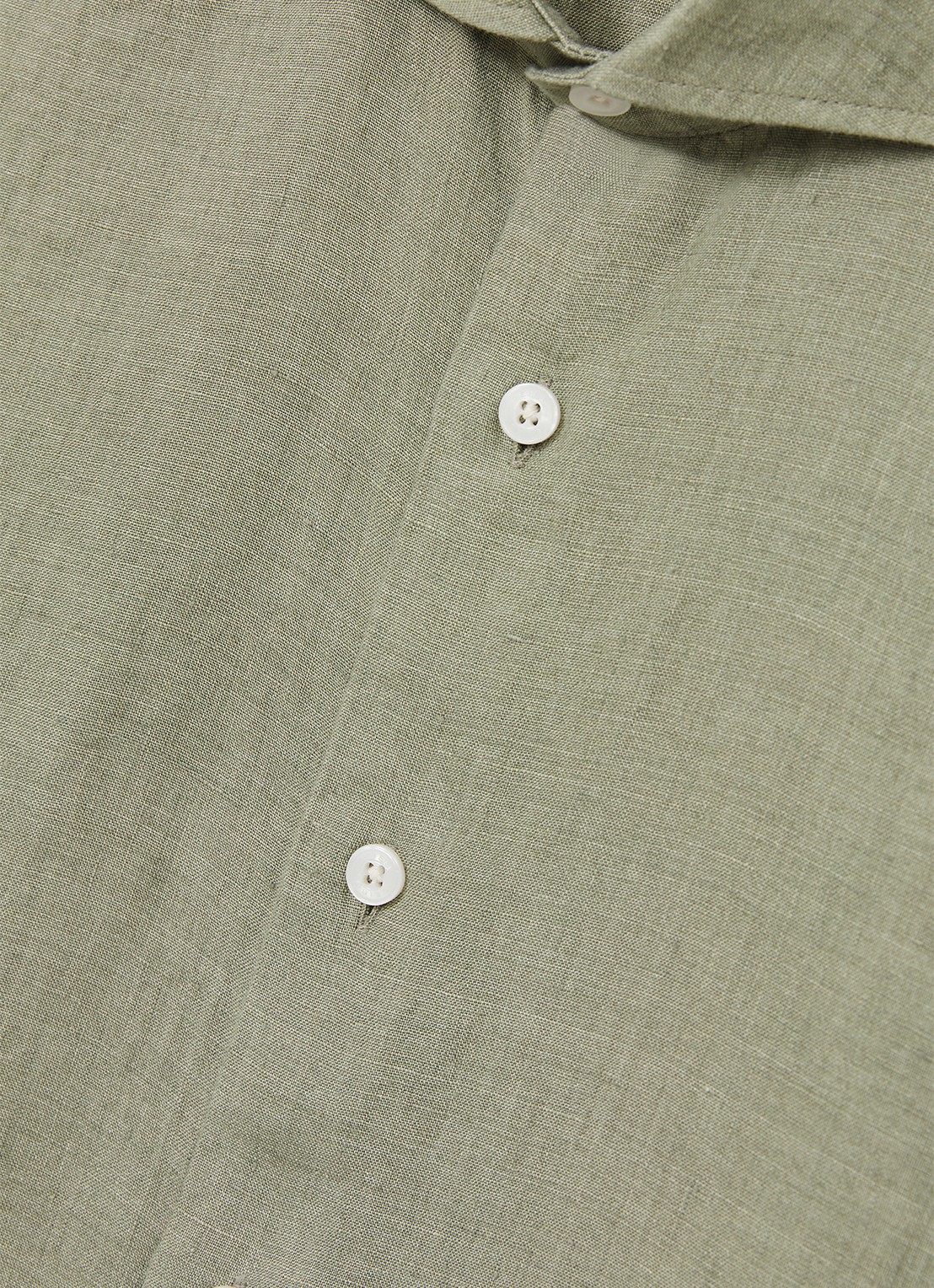 Reiss Ruban regular fit overhemd van linnen - detail 2 olijfgroen