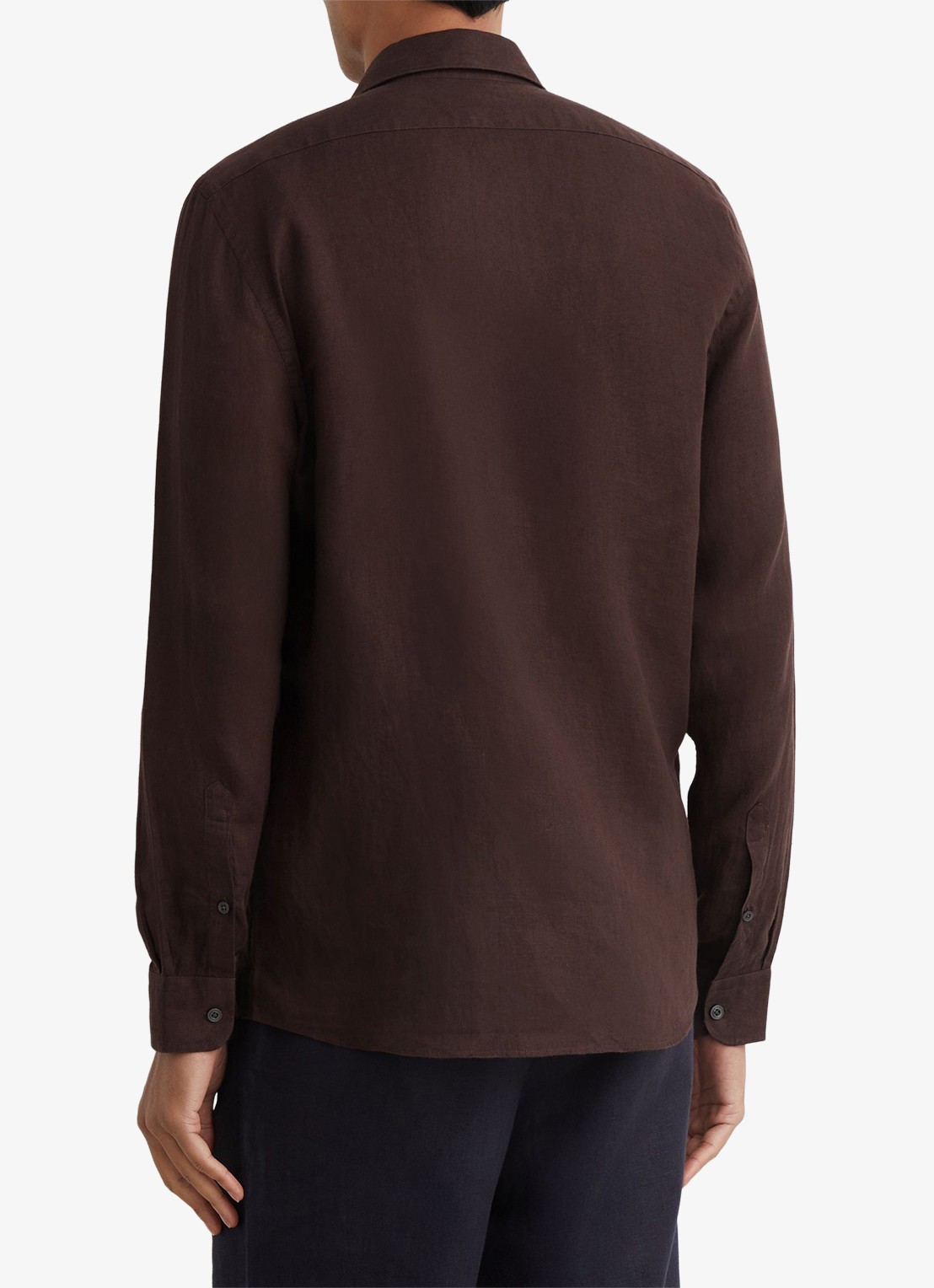 Reiss Ruban regular fit overhemd van linnen - achterkant 6 chocoladebruin