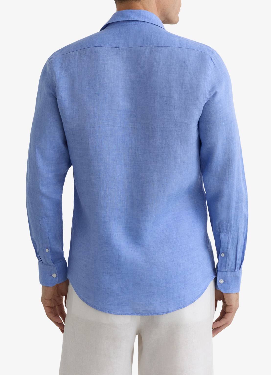 Reiss Ruban regular fit overhemd van linnen - achterkant blauw