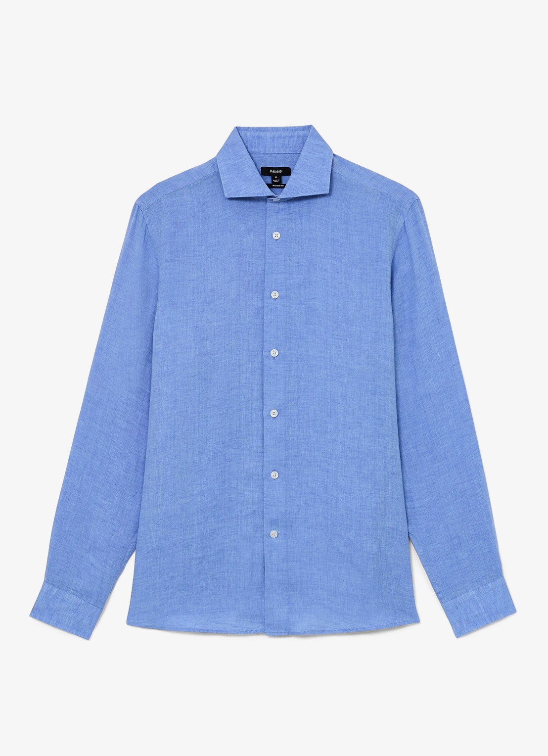 Reiss Ruban regular fit overhemd van linnen - voorkant 2 blauw