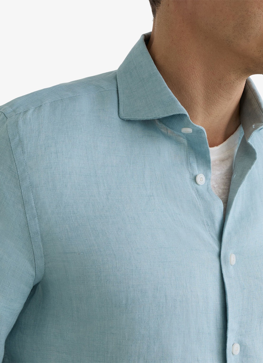 Reiss Ruban regular fit overhemd van linnen - detail blauw