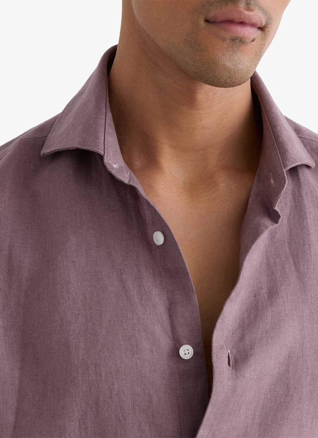 Reiss Ruban regular fit overhemd van linnen - detail 5 paars