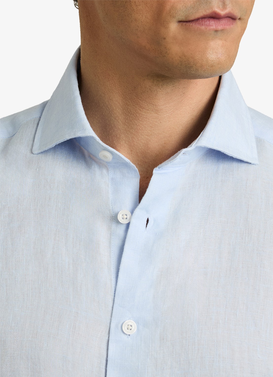 Reiss Ruban slim fit overhemd van linnen - detail 5 lichtblauw