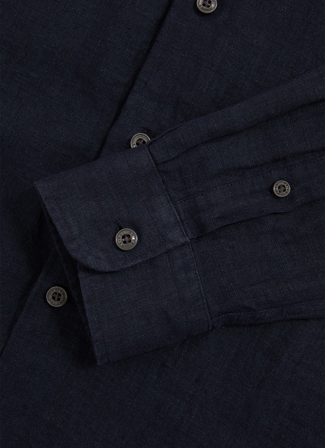 Reiss Ruban slim fit overhemd van linnen - detail 5 donkerblauw