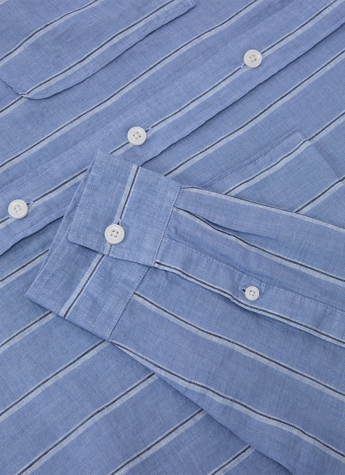 Reiss Rubus regular fit overhemd van linnen met streepprint - detail 6 blauw / wit