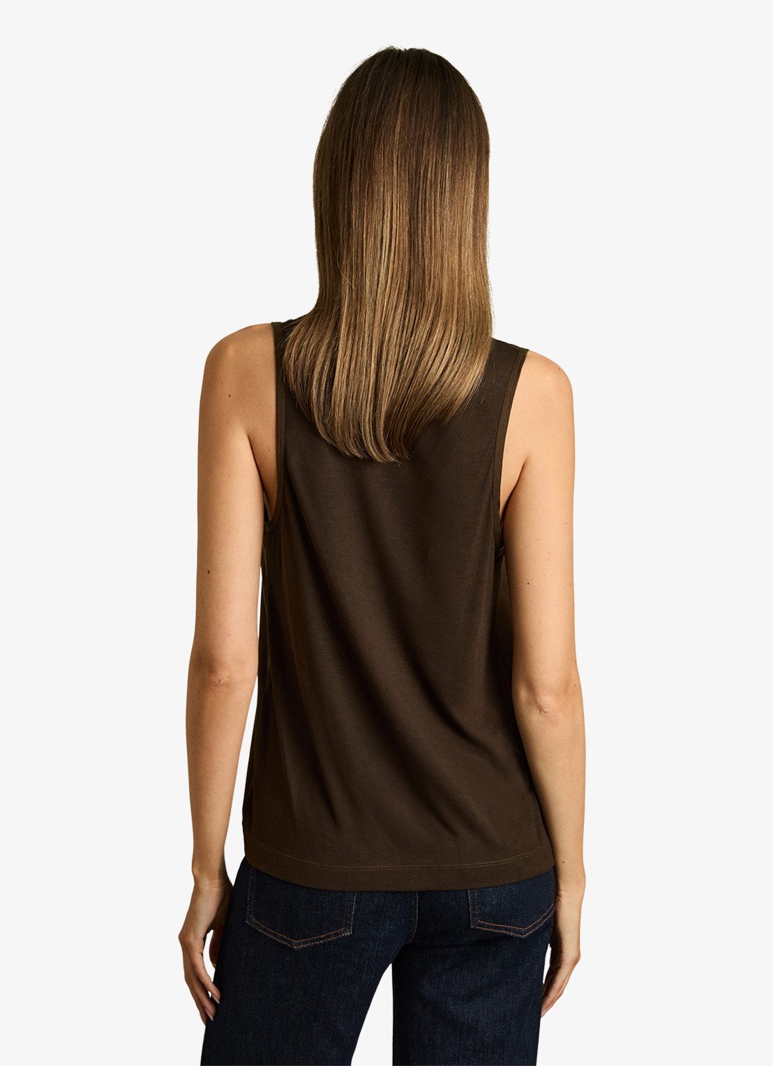 Reiss Ruby top van zijde - achterkant 6 chocoladebruin